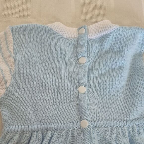 Charming Blue Baby Footie with Bear Embroidery - Picture 4 of 16